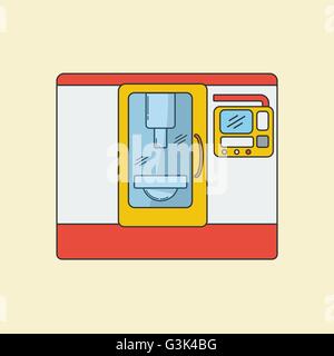 Metalworking cnc center drawn in modern line style Stock Vector