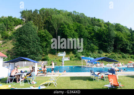 outdoor pool, Austria, Niederösterreich, Lower Austria, Wiener Alpen, Kirchschlag in der Buckligen Welt Stock Photo