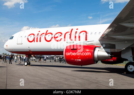 BERLIN / GERMANY - JUNE 3, 2016: Airbus A 321-211 from air berlin stands on airport in schoenefeld, berlin / germany at june 3,