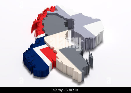 3d rendering of Norway map and flag. Stock Photo