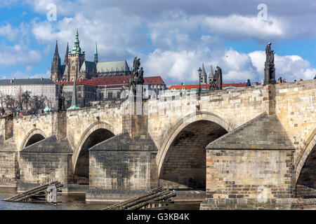 General view of Charles Bridge to Prague Castle view from Old Town Charles Bridge Prague Czech Republic Europe bridge Stock Photo