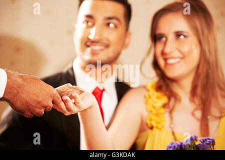 3 People Married Couples Foreigner and Waiter hotel Dinner Giving Bills Stock Photo