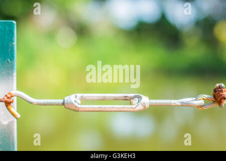 Blur spiral steel wire rope attached to both sides. Stock Photo