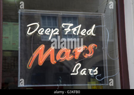 Deep Fried Mars Bar Sign, High Street - Royal Mile, Edinburgh, Scotland Stock Photo