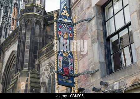 Witchery Restaurant; Bar and Hotel Sign; Edinburgh; Scotland Stock Photo