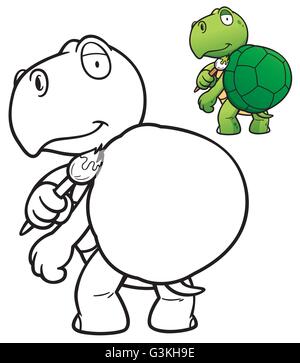 Vector illustration of Cartoon turtle - Coloring book Stock Vector