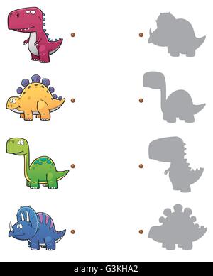 Dinosaur shadow matching game illustration Stock Vector Image & Art - Alamy