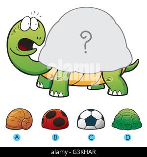 Cartoon illustration of educational matching game with animal ...