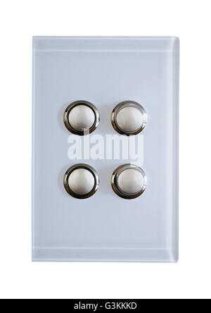 four buttons  on a modern light switch Stock Photo