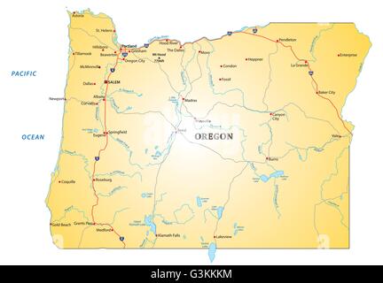 Road map of the US state oregon Stock Vector