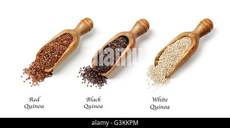 Red, black and white quinoa seeds isolated on a white background Stock Photo