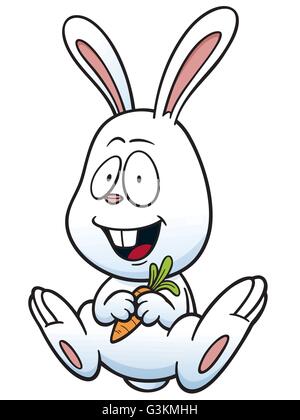 Vector illustration of cartoon rabbit holding carrot Stock Vector