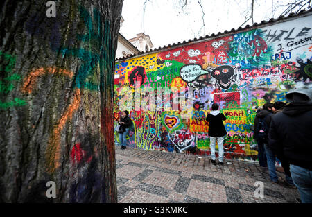 John Lennon wall, Prague Stock Photo