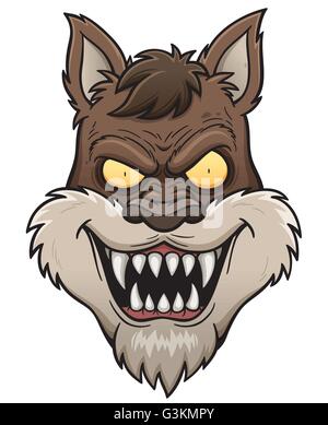 Vector illustration of Wolf Face cartoon Stock Vector