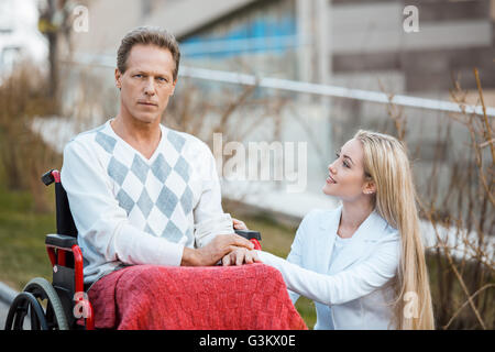 Concept for man on wheelchair Stock Photo