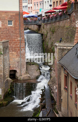 Waterfall in the Old Town, Saarburg, Saarland, Rhineland-Palatinate, PublicGround Stock Photo