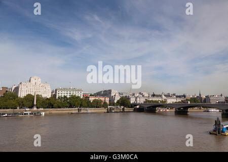 Shell Mex House and Waterloo Bridge panorama over the Thames, London, England, United Kingdom, Europe Stock Photo