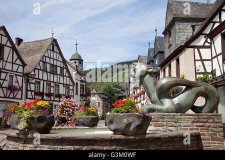 Tatzelwurf Weinbrunnen fountain, Kobern district of Kobern-Gondorf, Moselle region, Rhineland-Palatinate, PublicGround Stock Photo