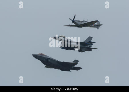 Three generations fighter aircraft Stock Photo