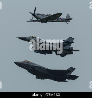 Three generations fighter aircraft Stock Photo