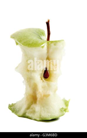 Green apple bit. Isolated over white . Stock Photo