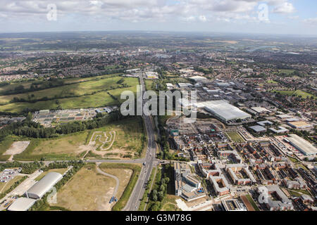 An aerial view of the Berkshire town of Reading Stock Photo