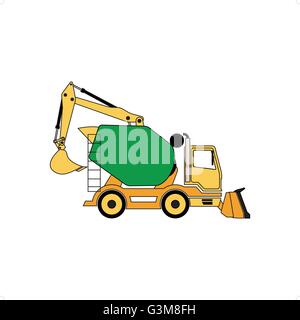 Line drawing construction machine vector illustration isolated on white background. Stock Vector