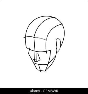 Line drawing wire head vector illustration isolated on white background. Stock Vector