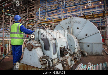 Turbine hall of Lotts Road Power Station in Fulham, London. Photographed in 2008 before conversion into high quality apartments. Stock Photo