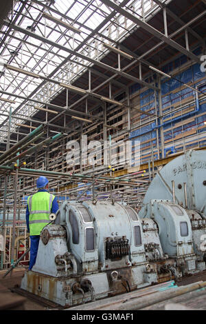 Turbine hall of Lotts Road Power Station in Fulham, London. Photographed in 2008 before conversion into high quality apartments. Stock Photo