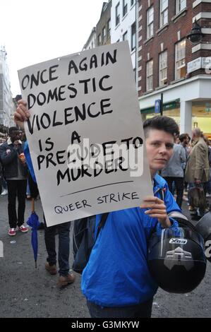 London, UK. 13th June, 2016. Hundreds of people hit the streets of Soho in London today in a sigh of solidarity against the homophobic attack that took place in Orlando by lone gunman Omar Mateen who opened fire on a crowd of 300 people as they enjoyed an evening at Pulse nightclub in the early hours of sunday morning. Credit:  Ricardo Maynard/Alamy Live News Stock Photo