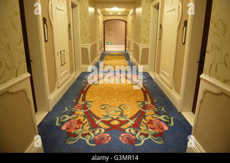 Shanghai. 14th June, 2016. Photo taken on June 14, 2016 shows the corridor outside the guest rooms of the Shanghai Disneyland Hotel in Shanghai, east China. The Shanghai Disney Resort, the sixth in the world, will officially open on June 16. Credit:  Liu Xiaojing/Xinhua/Alamy Live News Stock Photo