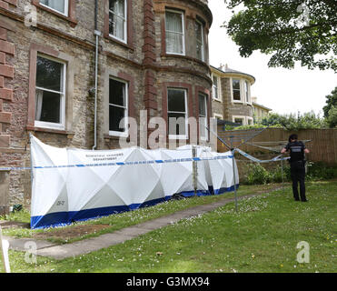 Ryde, Isle of Wight, UK. 14th June, 2016. A 53-year-old woman has been arrested following the suspicious death of a man at a flat in Ryde this afternoon (Monday).  Police and paramedics were called to a property on East Hill Road, Ryde at just after 4pm on Monday. A cordon was erected and a woman swiftly detained. Hampshire Constabulary have now confirmed that a 53-year-old female has been arrested in connection with the death and that a murder investigation has been launched. ?The detained person, who is yet to be identified, has been taken to Newport Police Station Credit:  uknip/Alamy Live  Stock Photo