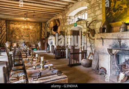 The dining hall in Chillingham Castle, Northumberland, England, UK Stock Photo