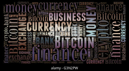 Bitcoin related wordart conceptual illustration Stock Photo