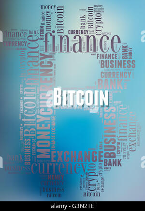 Bitcoin related wordart conceptual illustration Stock Photo