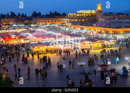 Jamaa el Fna (Jemaa el-Fnaa, Djema el-Fna  ) the main square in Marrakesh's medina, Morocco at night Stock Photo