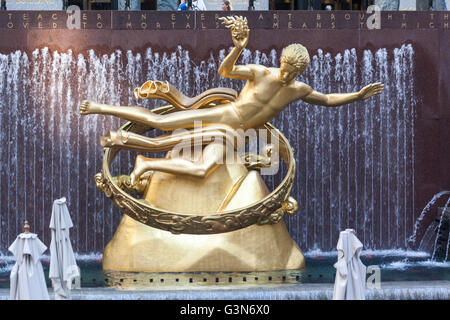 Prometheus Statue Rockefeller Center New York City Stock Photo