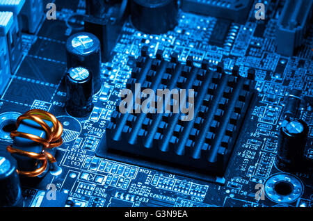 close-up of motherboard electronic circuit board Stock Photo
