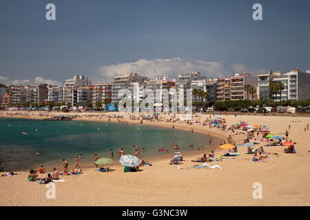 Beach, Blanes, La Selva, Costa Brava, Catalonia, Spain, Europe, PublicGround Stock Photo