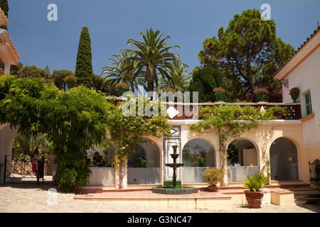 Entrance area of the Jardí Botànic Marimurtra, botanical gardens, Blanes, La Selva, Costa Brava, Catalonia, Spain, Europe Stock Photo