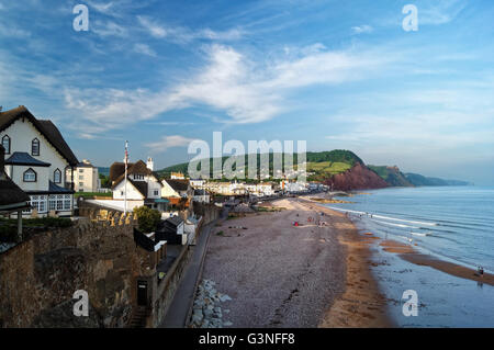 UK,Devon,Sidmouth Seafront and Coastline from Connaught Gardens Stock Photo