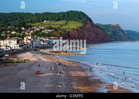 UK,Devon,Sidmouth Seafront and Coastline from Connaught Gardens Stock Photo