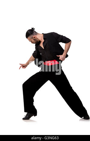 Man dancer dancing spanish dances isolated on white Stock Photo