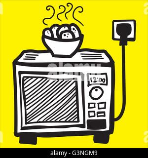 Microwave doodle icon with separated background and fill layers Stock Vector