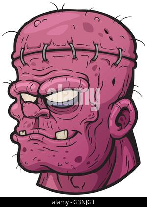 Vector illustration of Cartoon Zombie Face Stock Vector