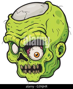 Vector illustration of Cartoon Zombie Face Stock Vector