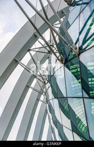 Modern architecture, facade, detail, Flower Dome, The Gardens, Gardens by the Bay, architect Wilkinson Eyre, Marina Bay Stock Photo