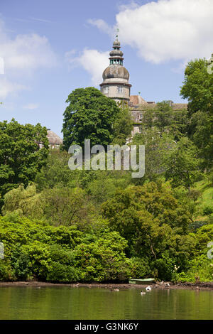 Castle gardens of Schloss Berleburg Castle, Bad Berleburg, Wittgensteiner Land district, Sauerland region Stock Photo