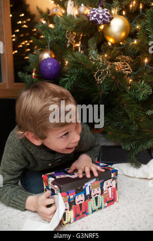 Christmas present under the Christmas tree Stock Photo - Alamy